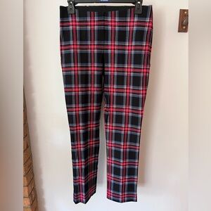 Peter Nygard Luxe Slims Plaid Pants in Red and Black